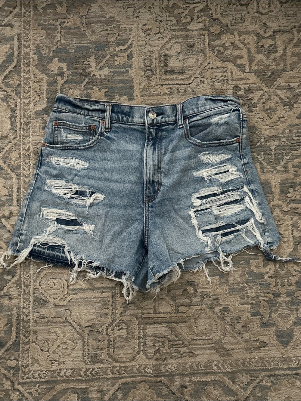 American Eagle Distressed Blue Denim Women's Cutoff Shorts Size 12